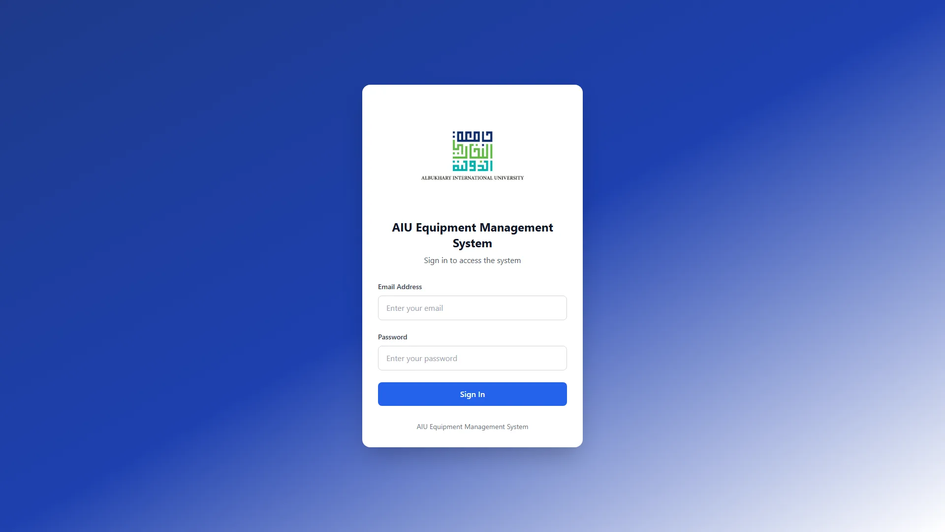 Equipment Management System Application Preview