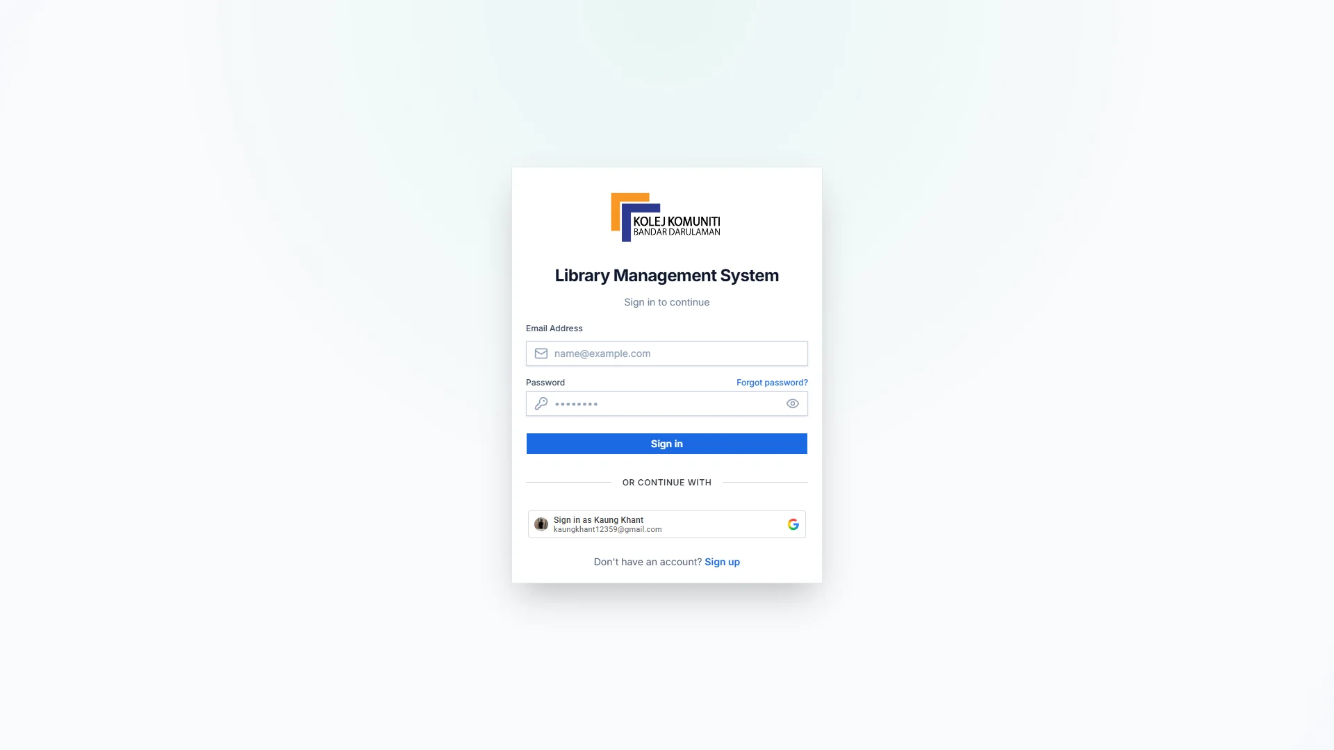 KKBDA Library System Application Preview